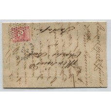 ARGENTINA 1862 GJ 19 PLIEGO COMPLETO CON CABECITA DE $ 1 ROSA IMPRESIÓN NITIDA CIRCULADO EL 2/2/1863 ENVIADO DE BUENOS AIRES A SANTA FE CON DOS MATASELLOS SOBRE EL SELLO, MUY BONITA DE GRAN CALIDAD Y RARA U$ 1650